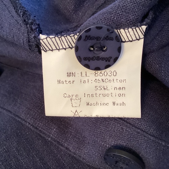 NWT Cotton Linen blend dress / cover up, navy blue, size medium - Picture 9 of 9